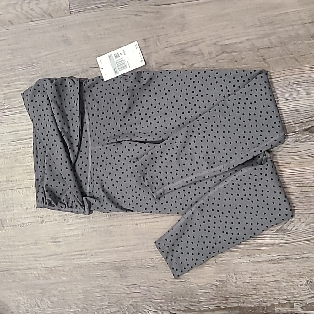 NIKE Gray Overlapping Waistband Polka Dot Yoga Leggings Size XS - Picture 6 of 6